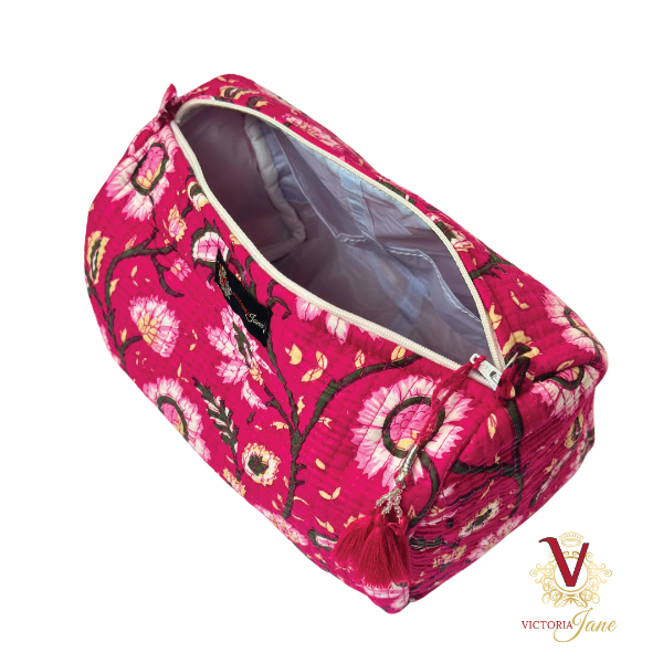 Victoria Jane - Cerise Floral Tote Pouch Set – Matching Duo