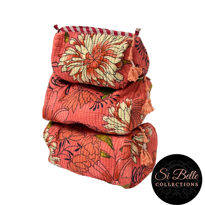Victoria Jane - Dark Peach Flower Pouch Bag Set