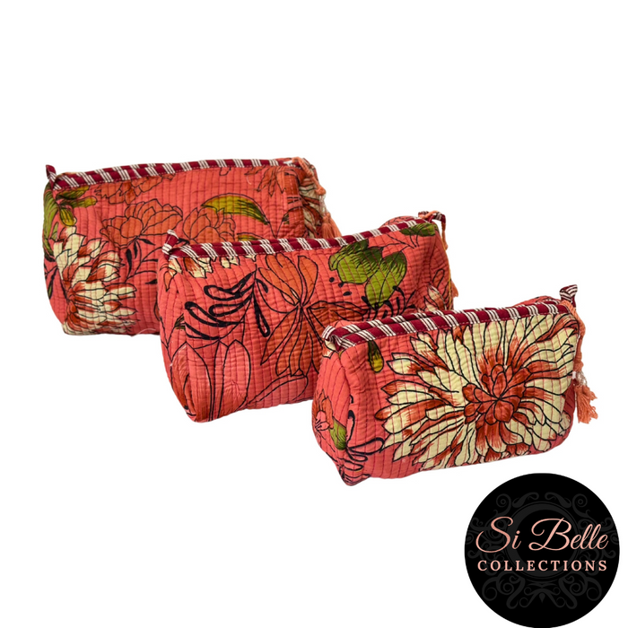 Victoria Jane - Dark Peach Flower Pouch Bag Set