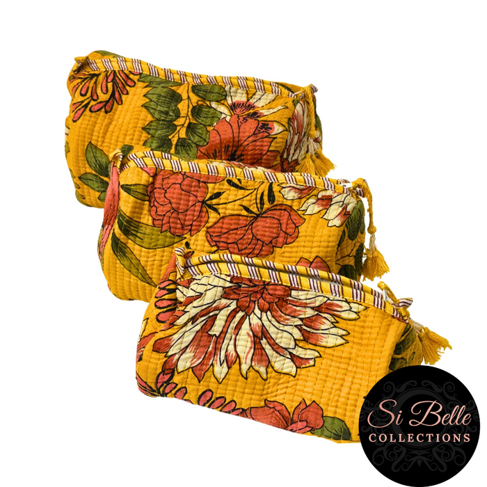 Victoria Jane - Mustard Flower Tote Pouch Set – Matching Duo