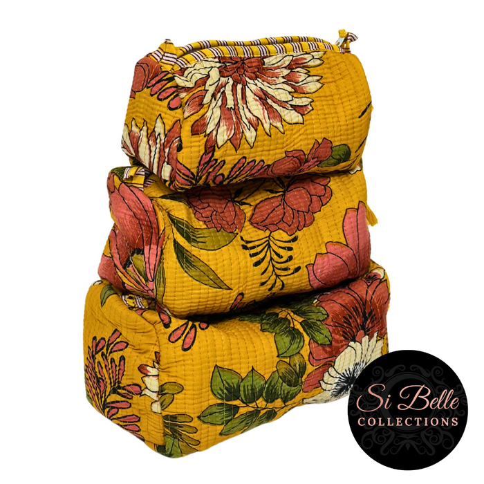 Victoria Jane - Mustard Flower Tote Pouch Set – Matching Duo