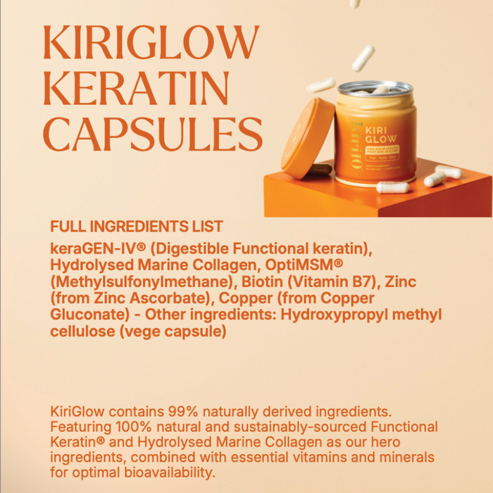Kiri10 – Glow Keratin Capsules – 60 capsules ingredient list