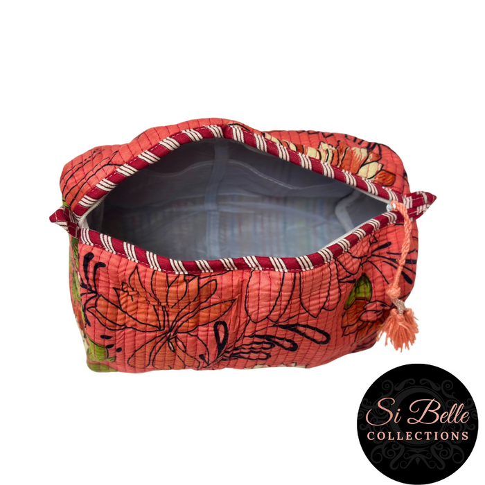 Victoria Jane - Dark Peach Flower Pouch Bag Set