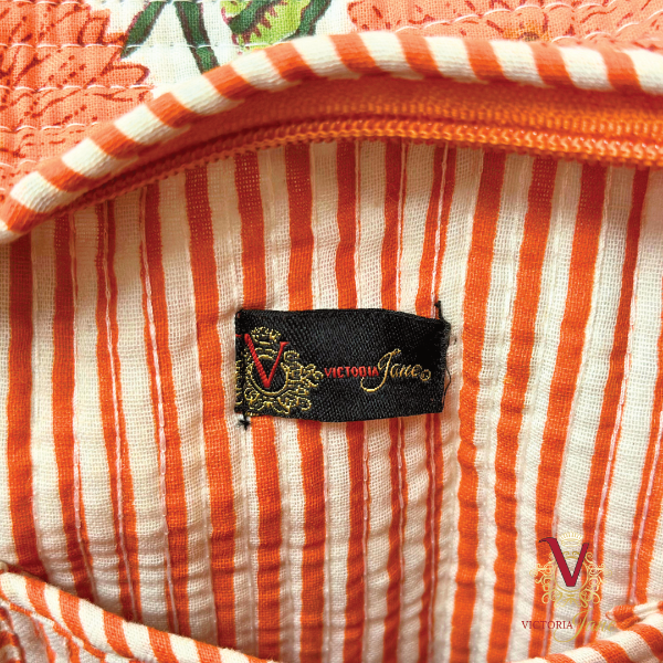 Orange Marigold Zipped Designer Carry All Tote Bag label
