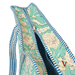 Teal Flower Zipped Designer Carry All Tote Bag zip open